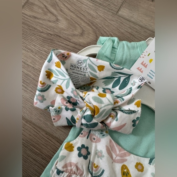 HONEST BABY 🦋 Floral Baby Outfit with Headband - Picture 2 of 6